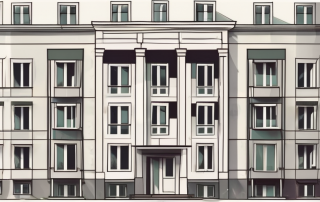 A german apartment building with a symbolic tax form and a premium ribbon attached to it