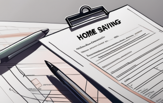 A home savings contract with a tax form and a pen
