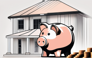 A house under construction with a piggy bank