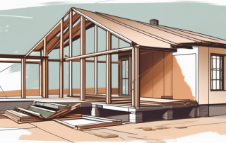 A new house under construction with various tools and materials around