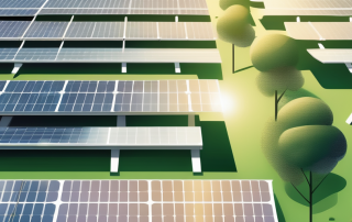 A solar panel array bathed in sunlight