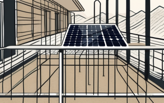 A small solar panel system on a balcony with the backdrop of hessian landscapes