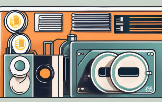 A modern heating system with various credit cards and coins scattered around it