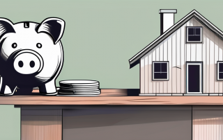 A house under construction with a savings piggy bank and a contract in the foreground