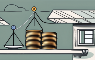 A scale balancing a house and a stack of coins