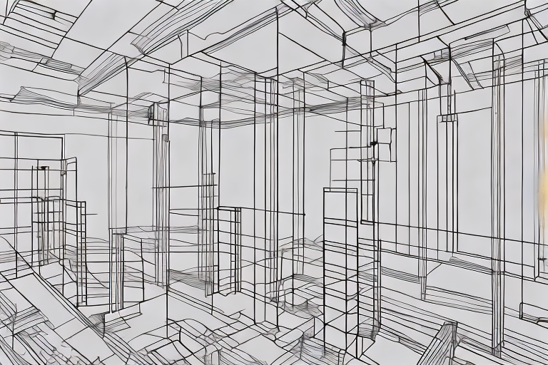 Various stages of interior construction of a house