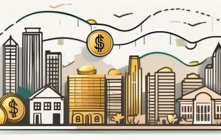 Various financial symbols like a piggy bank