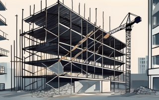 A construction site with a half-built apartment building