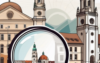 Several stylized buildings in munich
