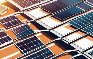 Various solar panels installed on a rooftop with different currency symbols (such as dollar