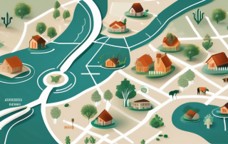 The map of niedersachsen with symbolic icons representing various sectors like agriculture