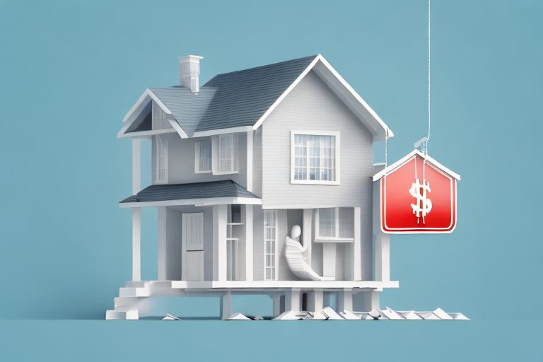 A pristine prefabricated house with a price tag hanging