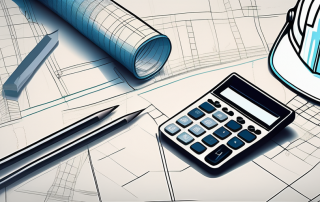 A construction site with a blueprint