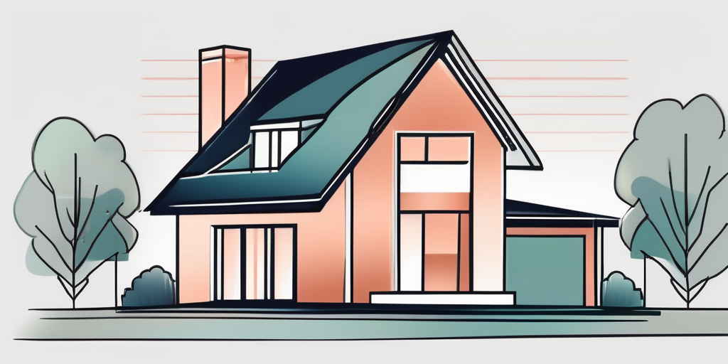 A house with a percentage sign incorporated into the design