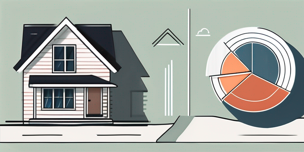 A house with a pie chart next to it