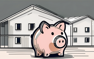 A german residential building under construction with a piggy bank on the side