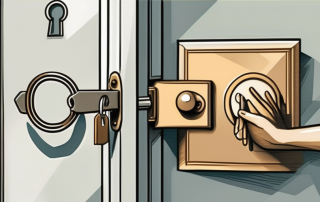 A key opening a door with a sign that symbolically represents a loan or credit