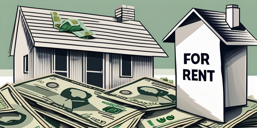 A second house with a 'for rent' sign in the front yard