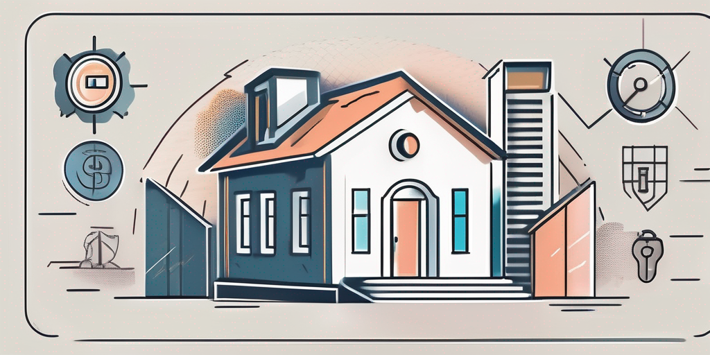 A bank building with a keyhole in the center