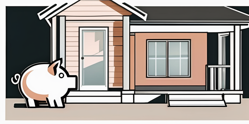 A house under construction with a piggy bank sitting next to it
