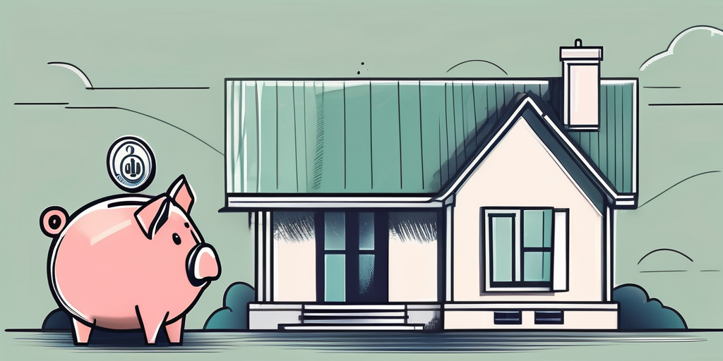 A house with a large piggy bank next to it