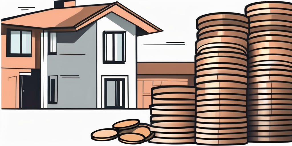 A house and a pile of coins