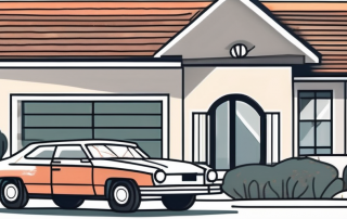 A wallet full of money next to a house and a car