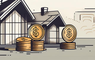 A house with a symbolic chain of coins leading towards it