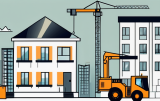 A construction site with a building in progress