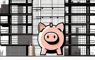 A construction site with a half-built residential building