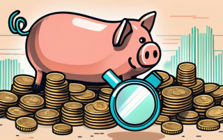 A piggy bank on a pile of coins