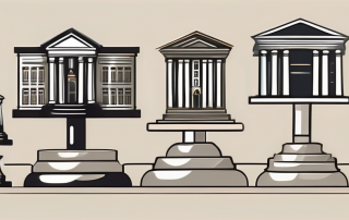 Various bank buildings of different styles and sizes