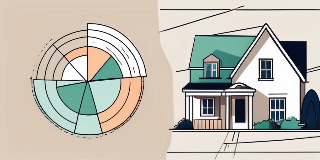 A house with a pie chart next to it