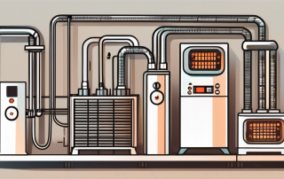 A heating system being checked with a variety of tools