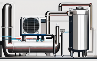 An indoor heat pump system with visible air ducts