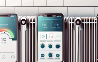 A smartphone displaying an app interface for controlling a home heating system