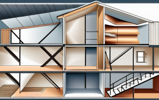 A cross-section of a house showing the attic with various insulation materials