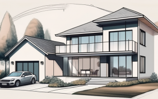 A newly constructed three-family house with distinct sections