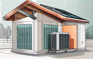 A modern luft wärmepumpe (air heat pump) in a domestic setting