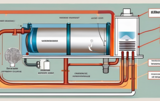 A grundwasserwärmepumpe (ground source heat pump) with various components labeled