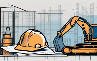 A construction site with various tools and equipment