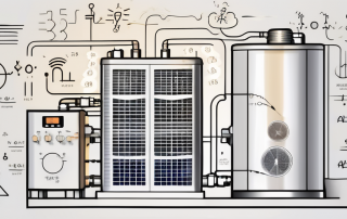 A jaz heat pump with various mathematical symbols and equations floating around it