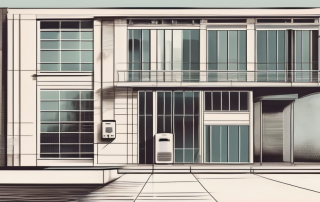 An old building with a modern air-to-air heat pump system installed