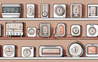 Various types of heating thermostats being tested