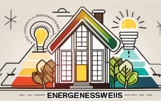A german 'energieausweis' (energy certificate) with different energy efficiency classes represented in various colors