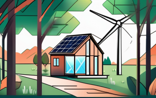 A tiny house with solar panels on the roof