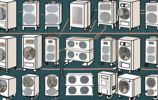 A modern luftwärmepumpe (air heat pump) in a cool color scheme