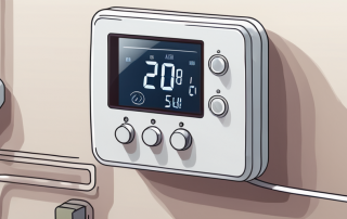 A programmable thermostat connected to a heating system