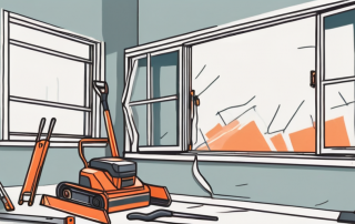 A window being moved outward from the wall of a house