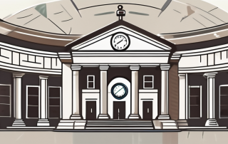 A government building with open doors